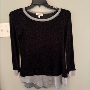 Elegant Black and Gray Long Sleeve Women's Top